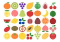 Fruits icon set. Various kinds of fruits. Colorful design. Vector illustration.